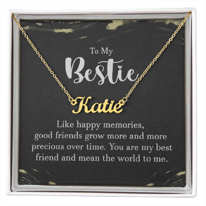 Personalized Bestie Name Necklace – Custom Gift with Message Card (Made in USA)