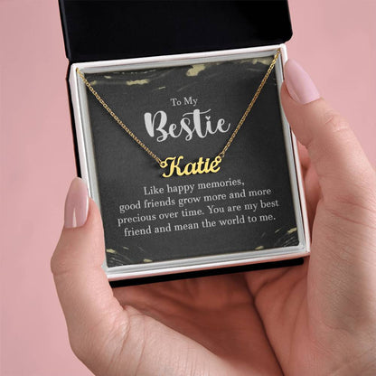 Personalized Bestie Name Necklace – Custom Gift with Message Card (Made in USA)