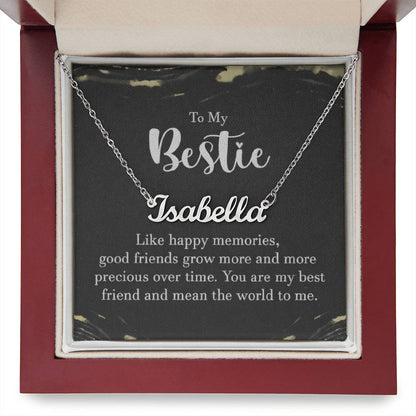 Personalized Bestie Name Necklace – Custom Gift with Message Card (Made in USA)