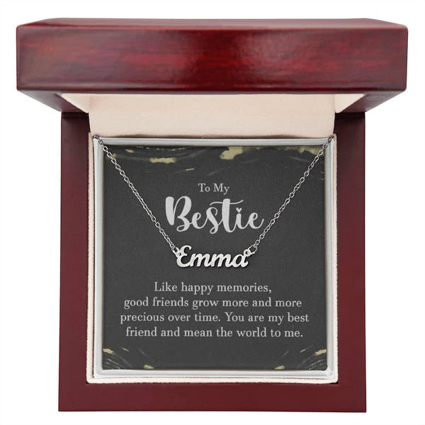 Personalized Bestie Name Necklace – Custom Gift with Message Card (Made in USA)