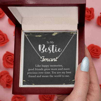 Personalized Bestie Name Necklace – Custom Gift with Message Card (Made in USA)