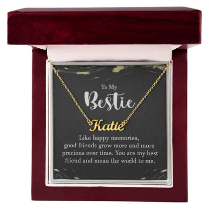 Personalized Bestie Name Necklace – Custom Gift with Message Card (Made in USA)