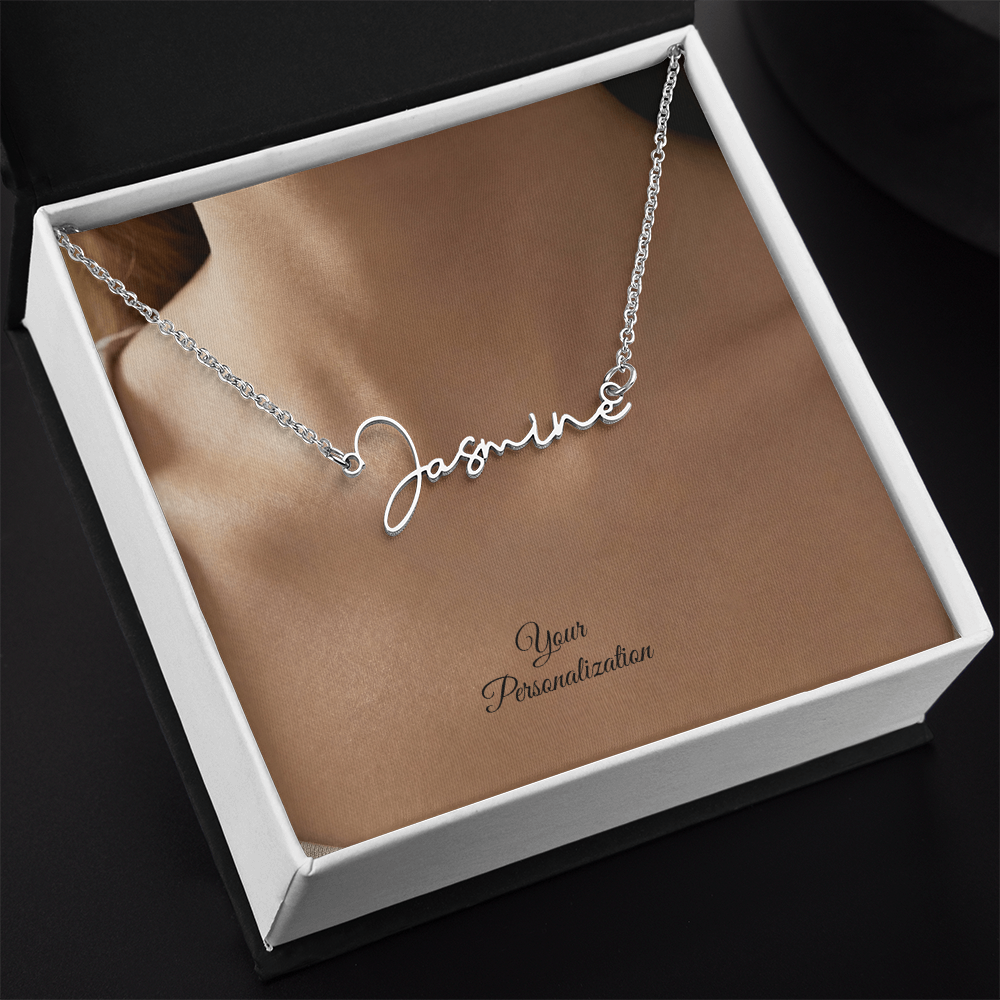 To My Wife, Girlfriend, Sister, Daughter, Niece, Soulmate, or Mom – Signature Style Custom Name Necklace