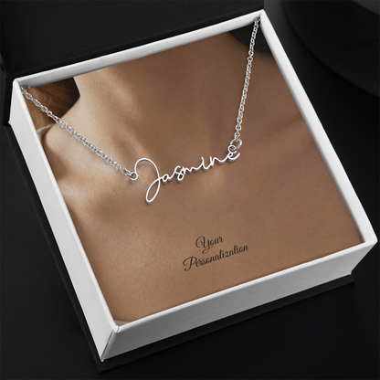 To My Wife, Girlfriend, Sister, Daughter, Niece, Soulmate, or Mom – Signature Style Custom Name Necklace