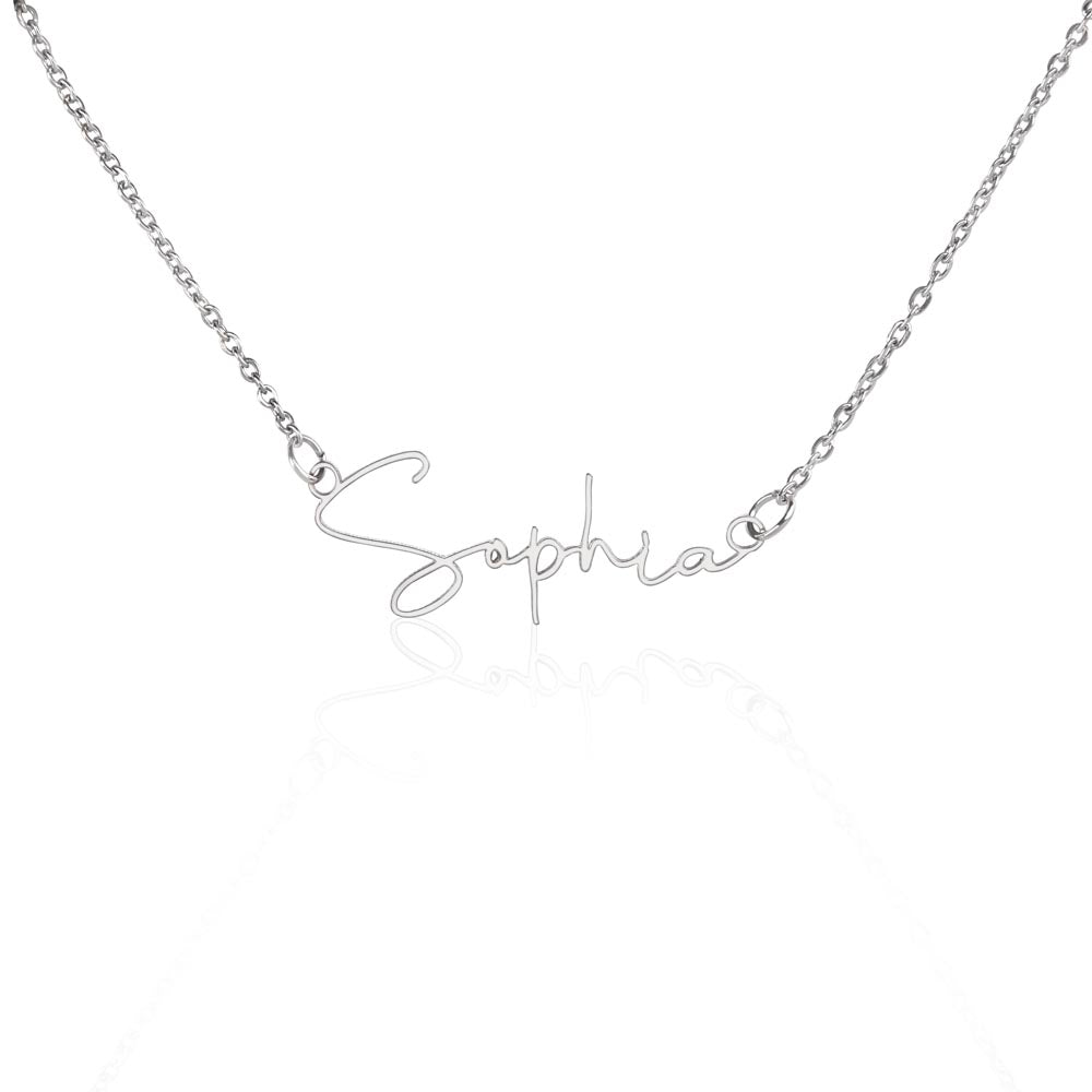 To My Wife, Girlfriend, Sister, Daughter, Niece, Soulmate, or Mom – Signature Style Custom Name Necklace