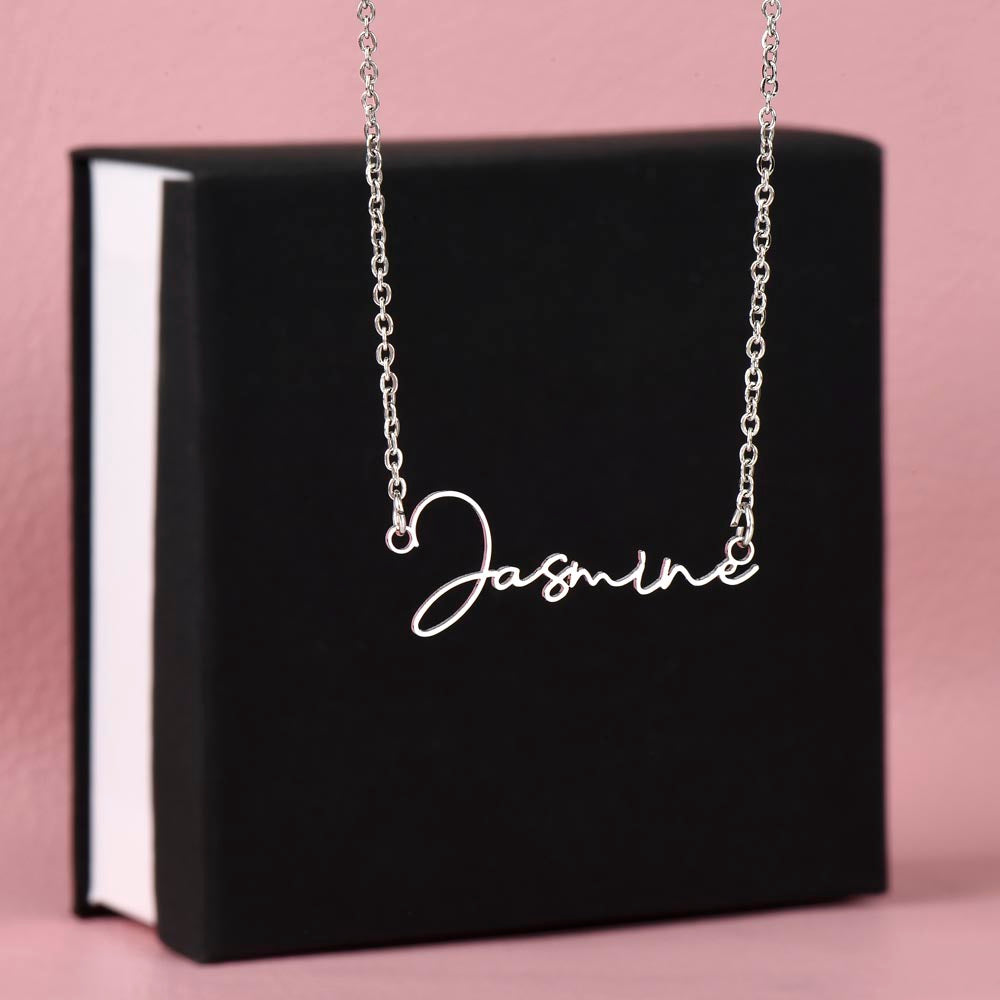 To My Wife, Girlfriend, Sister, Daughter, Niece, Soulmate, or Mom – Signature Style Custom Name Necklace