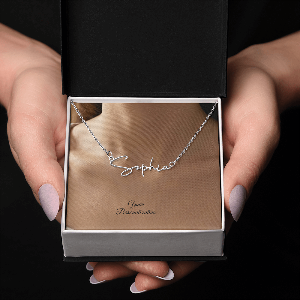 To My Wife, Girlfriend, Sister, Daughter, Niece, Soulmate, or Mom – Signature Style Custom Name Necklace
