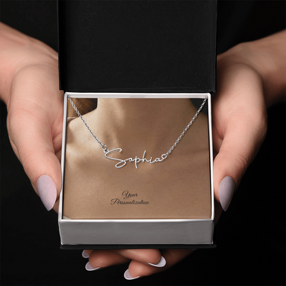 To My Wife, Girlfriend, Sister, Daughter, Niece, Soulmate, or Mom – Signature Style Custom Name Necklace