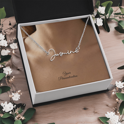 To My Wife, Girlfriend, Sister, Daughter, Niece, Soulmate, or Mom – Signature Style Custom Name Necklace