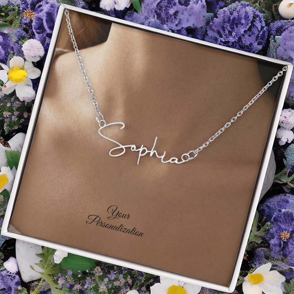 To My Wife, Girlfriend, Sister, Daughter, Niece, Soulmate, or Mom – Signature Style Custom Name Necklace