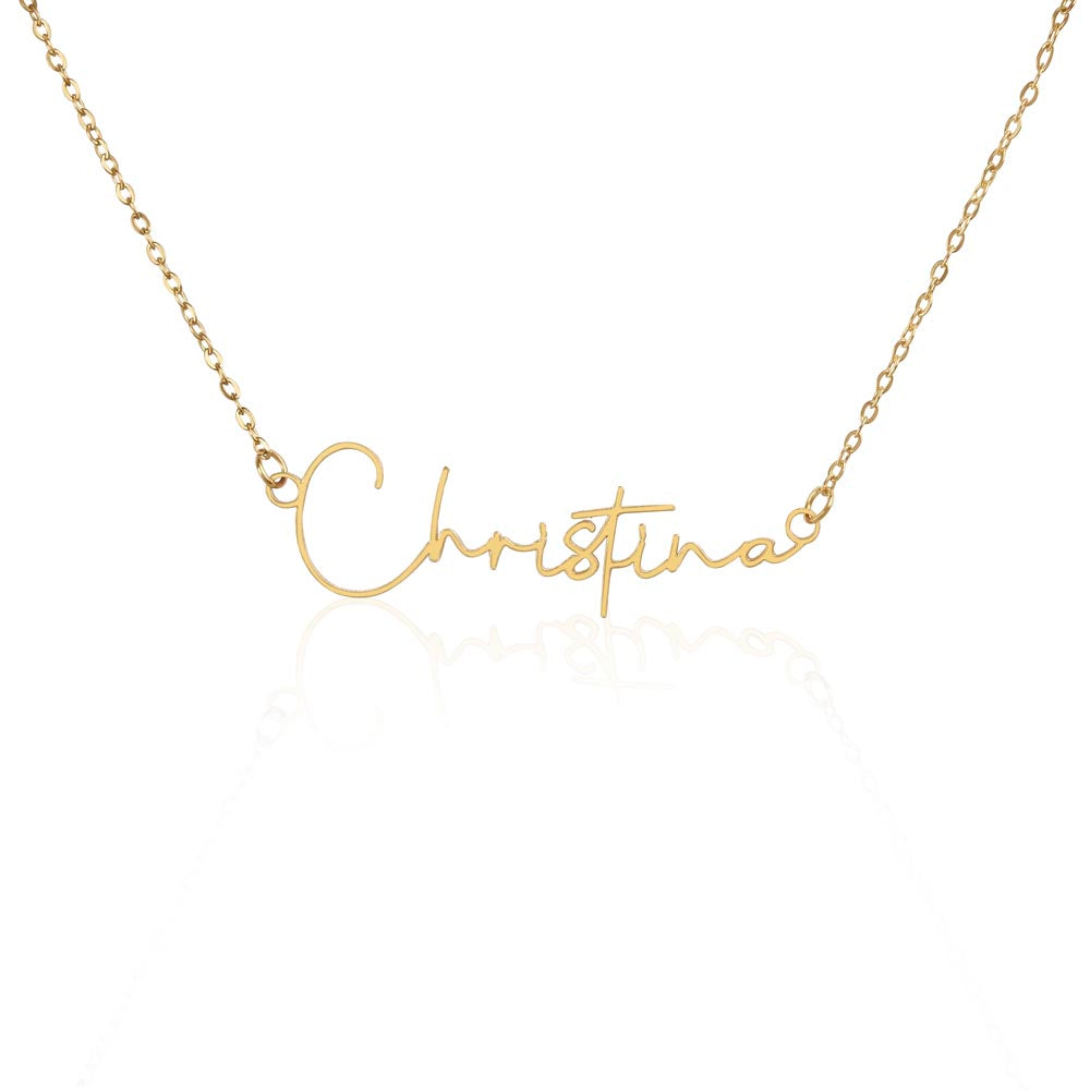 To My Wife, Girlfriend, Sister, Daughter, Niece, Soulmate, or Mom – Signature Style Custom Name Necklace