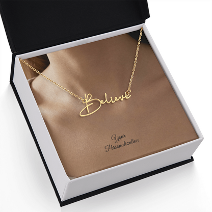 To My Wife, Girlfriend, Sister, Daughter, Niece, Soulmate, or Mom – Signature Style Custom Name Necklace
