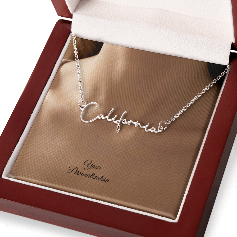 To My Wife, Girlfriend, Sister, Daughter, Niece, Soulmate, or Mom – Signature Style Custom Name Necklace