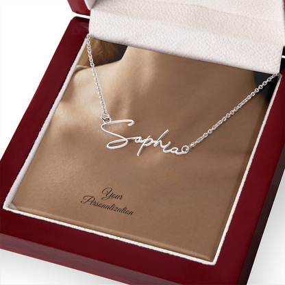 To My Wife, Girlfriend, Sister, Daughter, Niece, Soulmate, or Mom – Signature Style Custom Name Necklace
