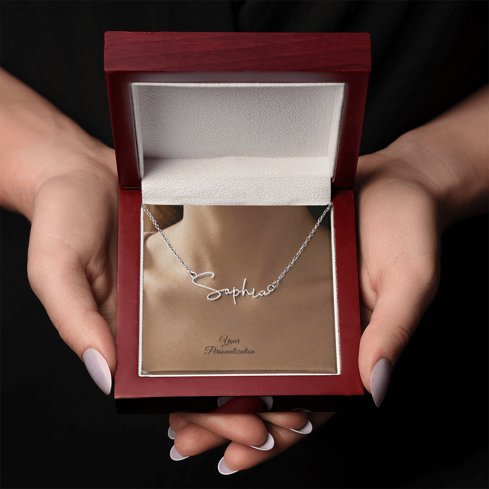 To My Wife, Girlfriend, Sister, Daughter, Niece, Soulmate, or Mom – Signature Style Custom Name Necklace