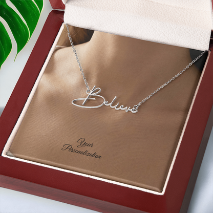 To My Wife, Girlfriend, Sister, Daughter, Niece, Soulmate, or Mom – Signature Style Custom Name Necklace