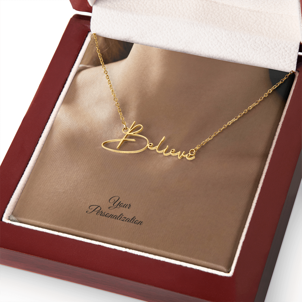 To My Wife, Girlfriend, Sister, Daughter, Niece, Soulmate, or Mom – Signature Style Custom Name Necklace
