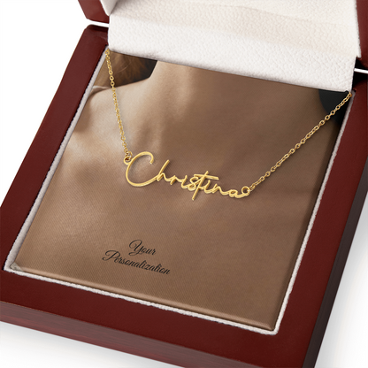 To My Wife, Girlfriend, Sister, Daughter, Niece, Soulmate, or Mom – Signature Style Custom Name Necklace