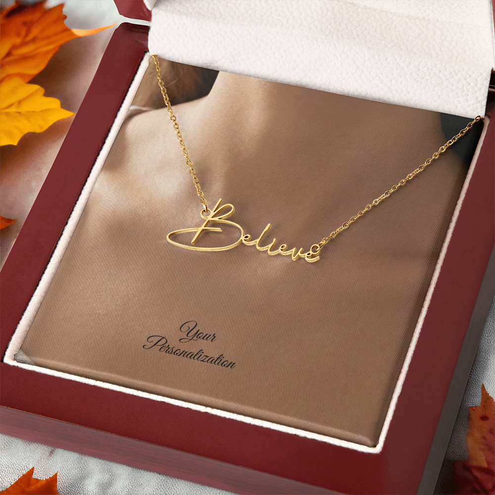 To My Wife, Girlfriend, Sister, Daughter, Niece, Soulmate, or Mom – Signature Style Custom Name Necklace
