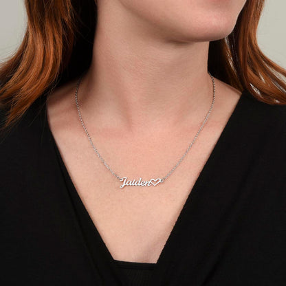 To My Wife, Soulmate, Girlfriend, Daughter, Niece, Mom, or Sister – Personalized Heart Name Necklace