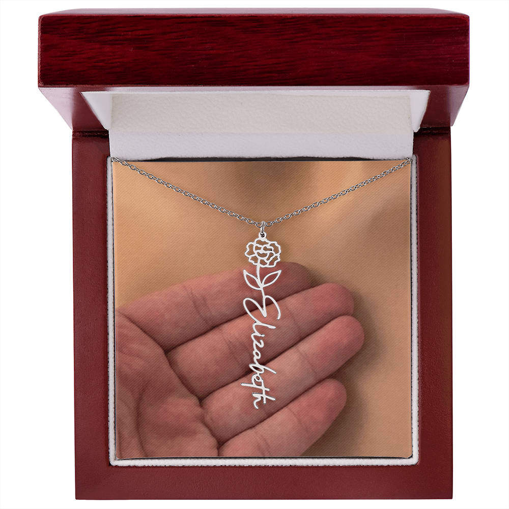 Personalized Birth Flower Name Necklace for Daughter, Sister, Wife, Niece, Soulmate, Girlfriend, Granddaughter & Mom