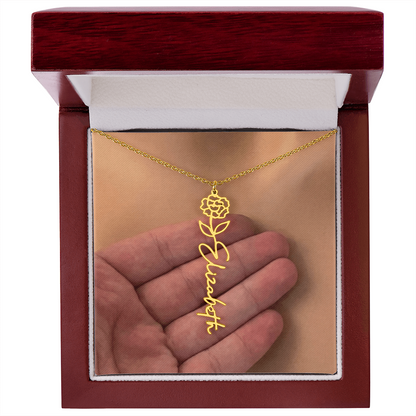 Personalized Birth Flower Name Necklace for Daughter, Sister, Wife, Niece, Soulmate, Girlfriend, Granddaughter & Mom