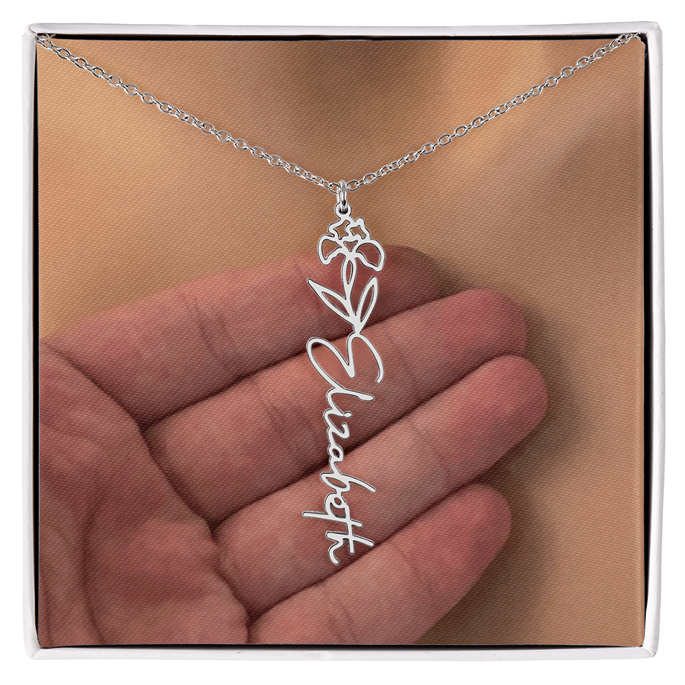 Personalized Birth Flower Name Necklace for Daughter, Sister, Wife, Niece, Soulmate, Girlfriend, Granddaughter & Mom
