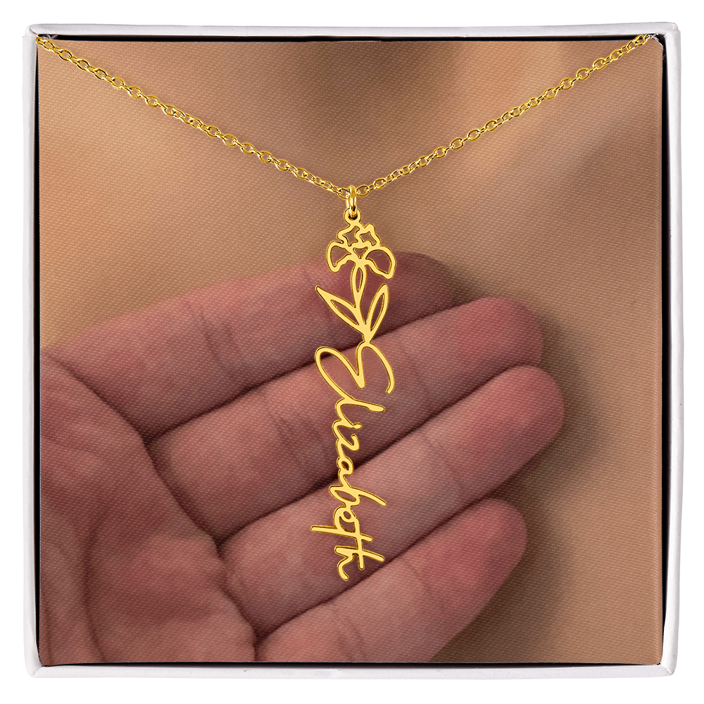 Personalized Birth Flower Name Necklace for Daughter, Sister, Wife, Niece, Soulmate, Girlfriend, Granddaughter & Mom