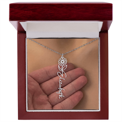 Personalized Birth Flower Name Necklace for Daughter, Sister, Wife, Niece, Soulmate, Girlfriend, Granddaughter & Mom