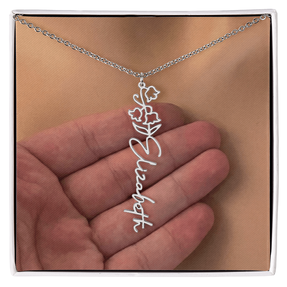 Personalized Birth Flower Name Necklace for Daughter, Sister, Wife, Niece, Soulmate, Girlfriend, Granddaughter & Mom