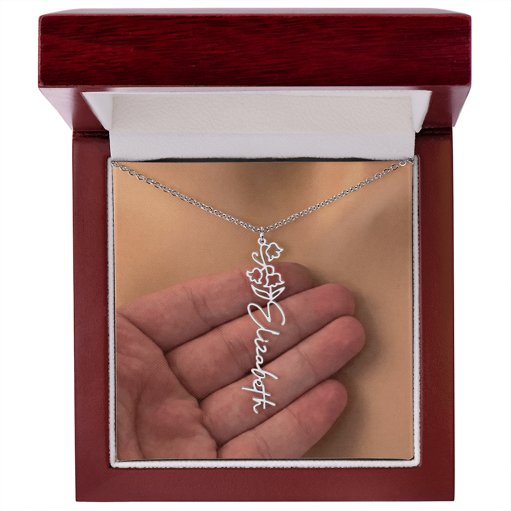 Personalized Birth Flower Name Necklace for Daughter, Sister, Wife, Niece, Soulmate, Girlfriend, Granddaughter & Mom