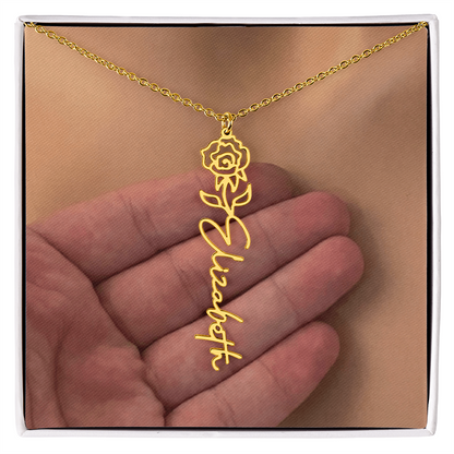 Personalized Birth Flower Name Necklace for Daughter, Sister, Wife, Niece, Soulmate, Girlfriend, Granddaughter & Mom
