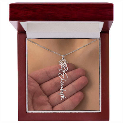 Personalized Birth Flower Name Necklace for Daughter, Sister, Wife, Niece, Soulmate, Girlfriend, Granddaughter & Mom