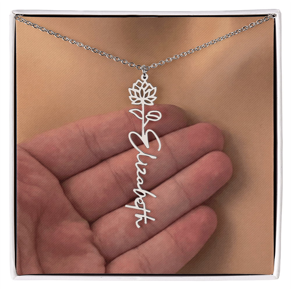 Personalized Birth Flower Name Necklace for Daughter, Sister, Wife, Niece, Soulmate, Girlfriend, Granddaughter & Mom