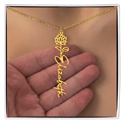 Personalized Birth Flower Name Necklace for Daughter, Sister, Wife, Niece, Soulmate, Girlfriend, Granddaughter & Mom