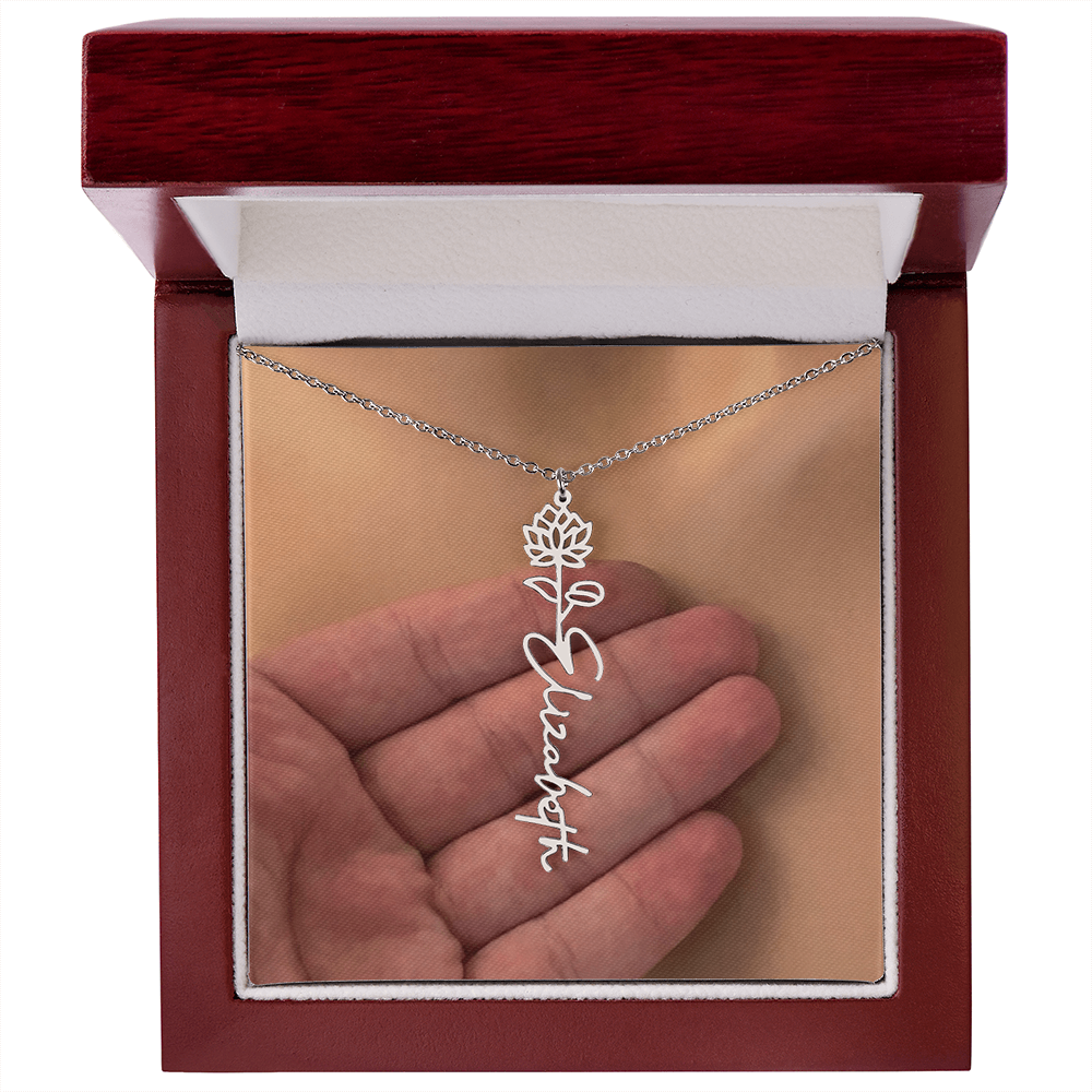 Personalized Birth Flower Name Necklace for Daughter, Sister, Wife, Niece, Soulmate, Girlfriend, Granddaughter & Mom