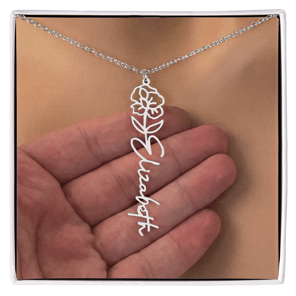 Personalized Birth Flower Name Necklace for Daughter, Sister, Wife, Niece, Soulmate, Girlfriend, Granddaughter & Mom