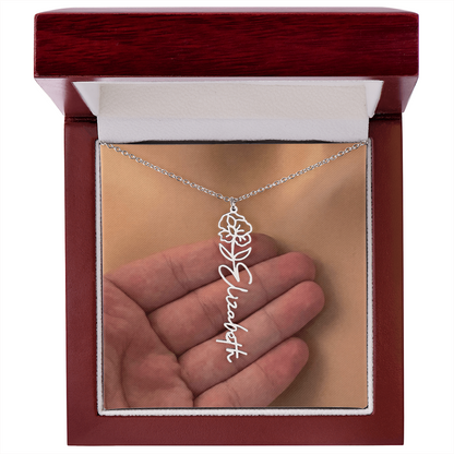 Personalized Birth Flower Name Necklace for Daughter, Sister, Wife, Niece, Soulmate, Girlfriend, Granddaughter & Mom