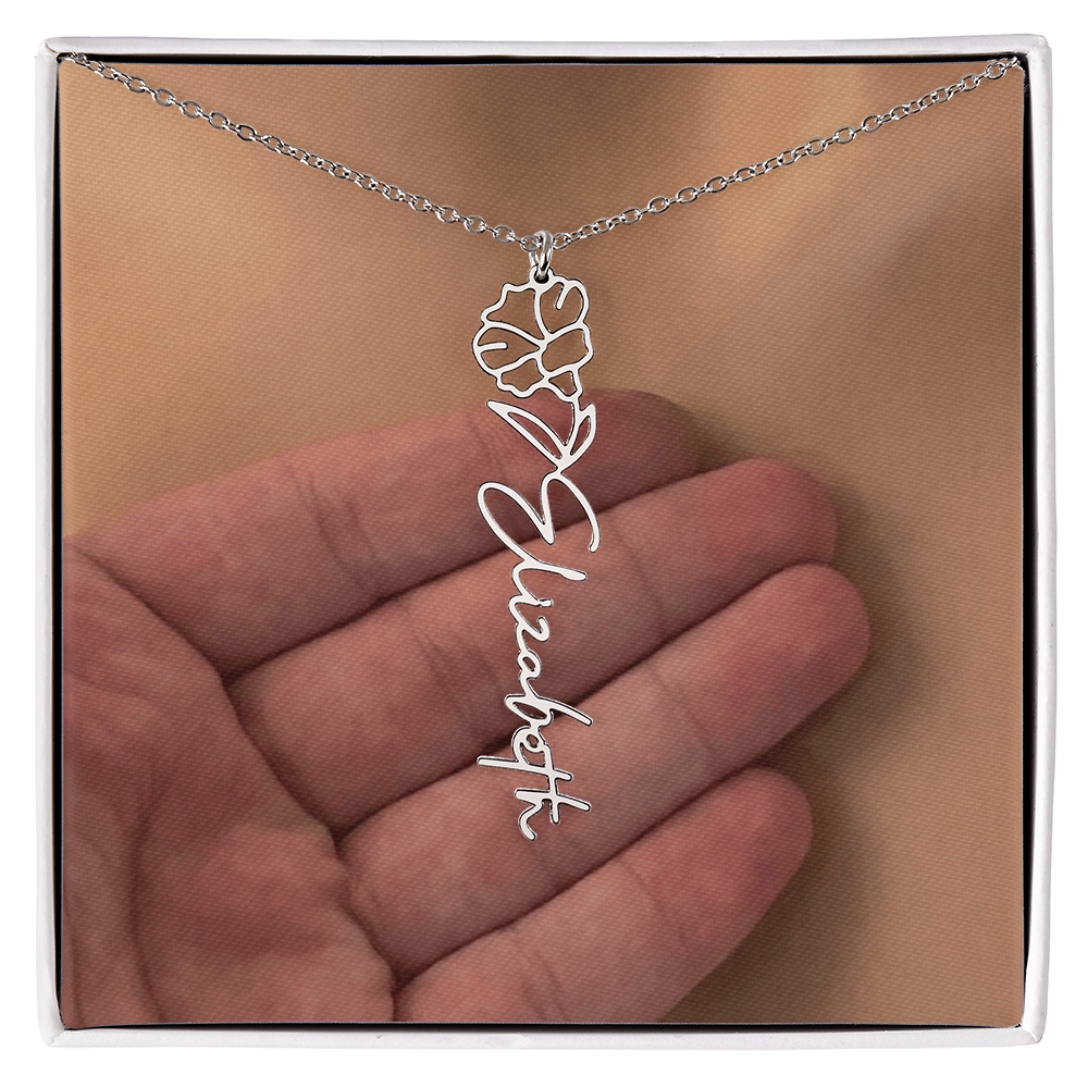 Personalized Birth Flower Name Necklace for Daughter, Sister, Wife, Niece, Soulmate, Girlfriend, Granddaughter & Mom