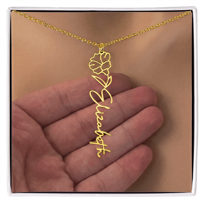 Personalized Birth Flower Name Necklace for Daughter, Sister, Wife, Niece, Soulmate, Girlfriend, Granddaughter & Mom