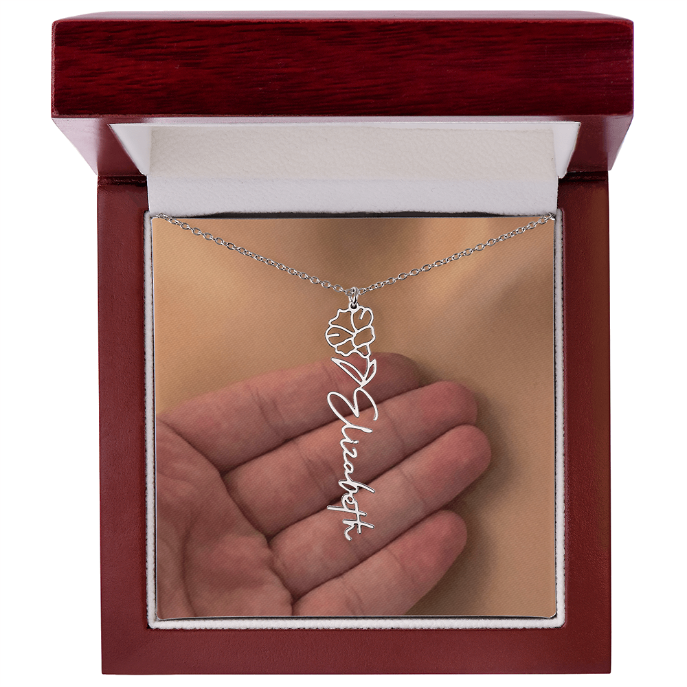 Personalized Birth Flower Name Necklace for Daughter, Sister, Wife, Niece, Soulmate, Girlfriend, Granddaughter & Mom