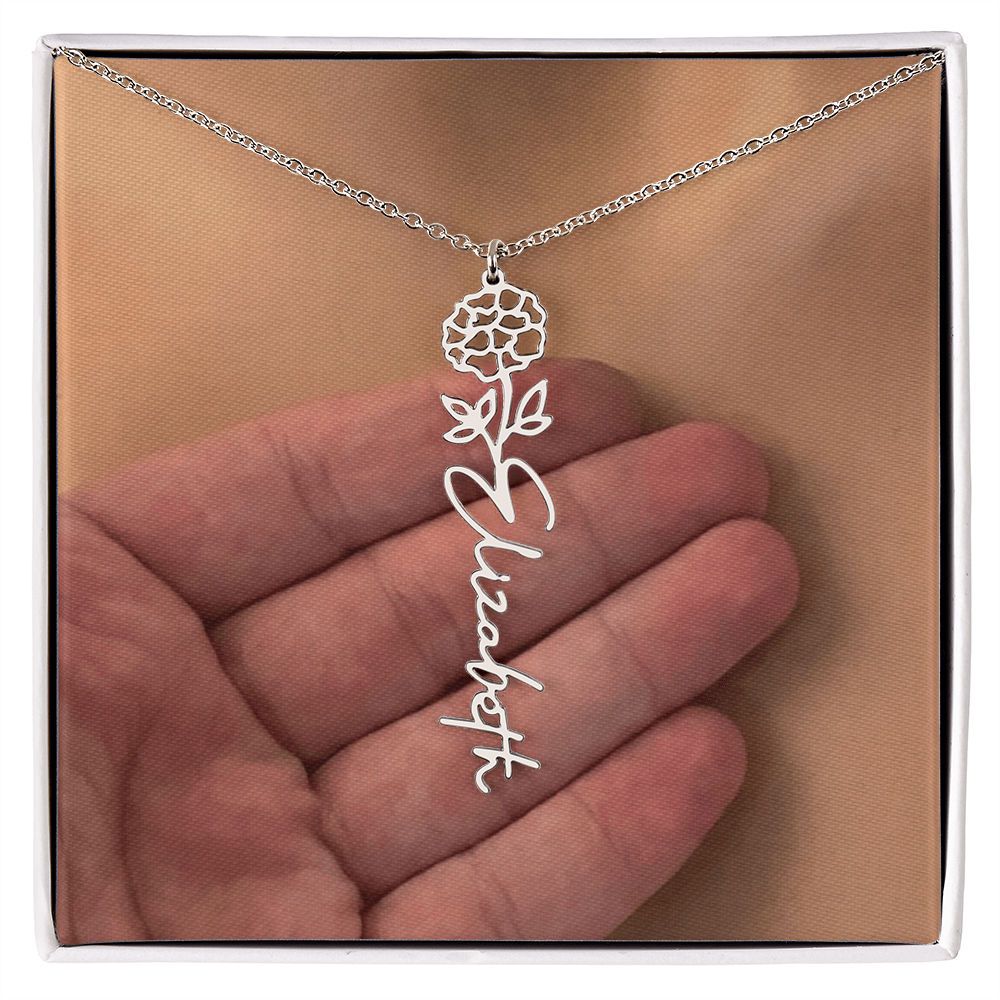 Personalized Birth Flower Name Necklace for Daughter, Sister, Wife, Niece, Soulmate, Girlfriend, Granddaughter & Mom
