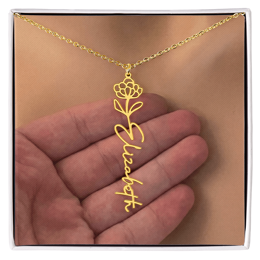 Personalized Birth Flower Name Necklace for Daughter, Sister, Wife, Niece, Soulmate, Girlfriend, Granddaughter & Mom