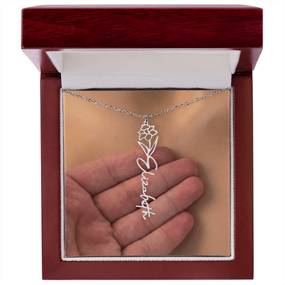Personalized Birth Flower Name Necklace for Daughter, Sister, Wife, Niece, Soulmate, Girlfriend, Granddaughter & Mom
