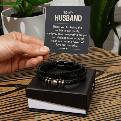 To My Husband – “Anchor of Our Family” Men's Bracelet