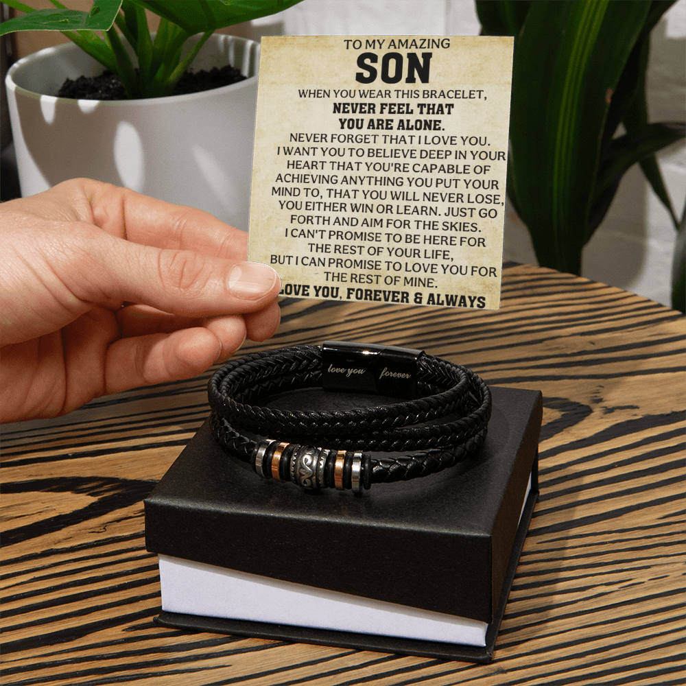 The Never Alone Son Bracelet: A Daily Reminder of Your Strength, Your Worth, and My Unshakable Love
