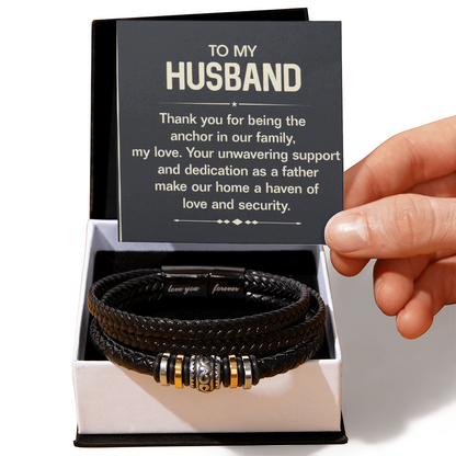 To My Husband – “Anchor of Our Family” Men's Bracelet