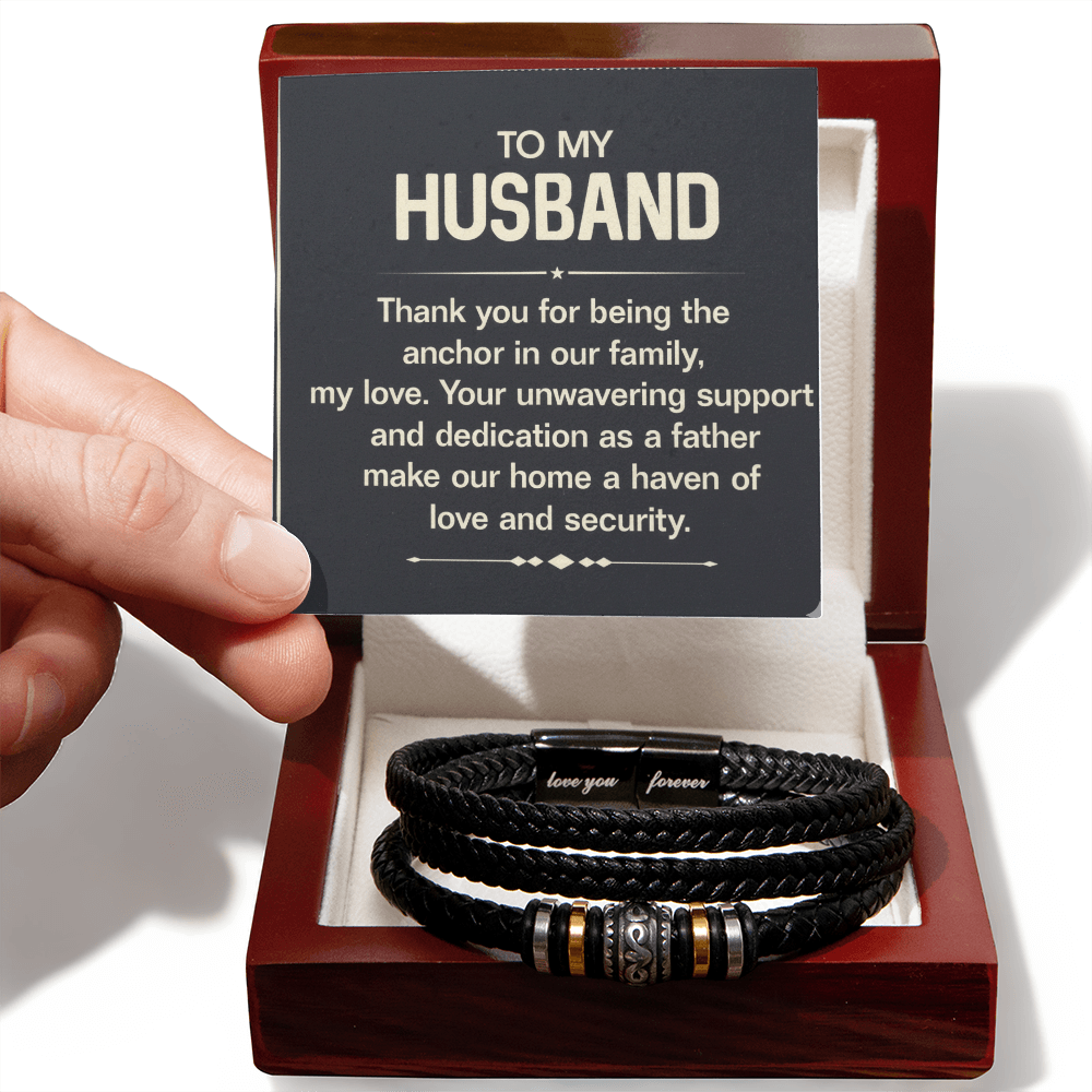 To My Husband – “Anchor of Our Family” Men's Bracelet