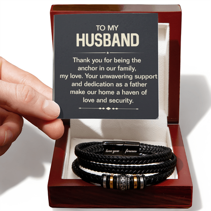 To My Husband – “Anchor of Our Family” Men's Bracelet