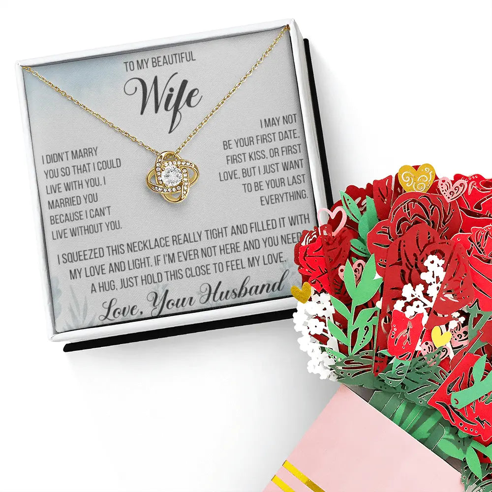 The “She'll Never Forget This” Love Knot Necklace + Devotion Bouquet Gift Bundle Set for Wife/Soulmate ShineOn Fulfillment